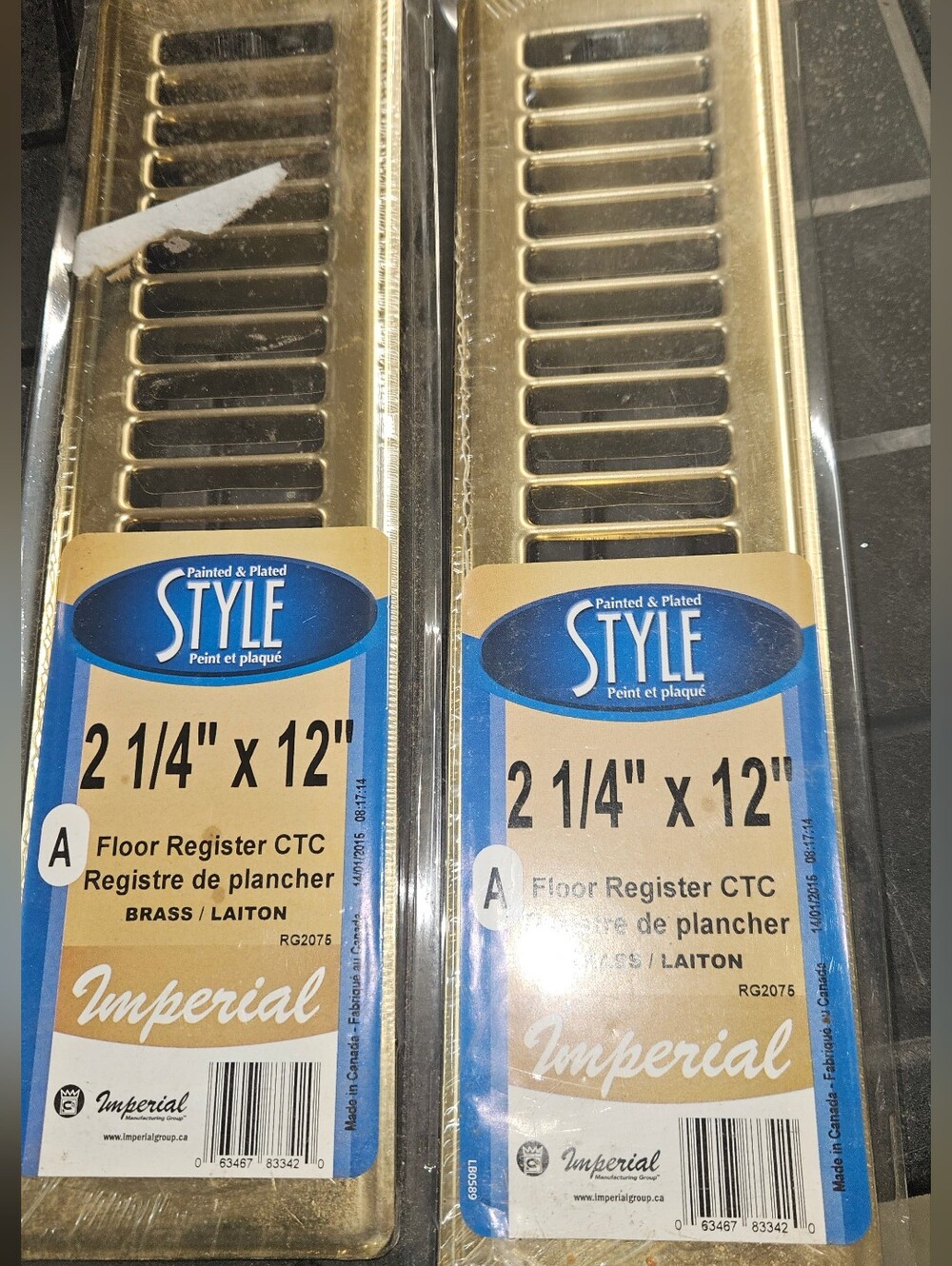 Set of Brass floor vent/register covers 2 1/4" X 12 New In Pkg